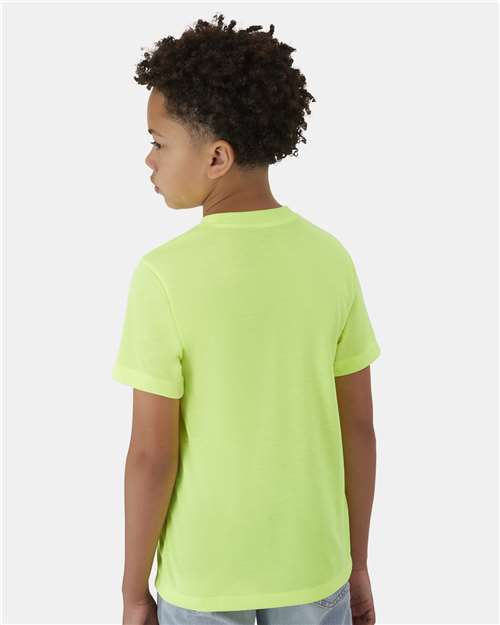 Hanes 484Y Youth Cool DRI Cotton Touch T-Shirt - Safety Green - model back