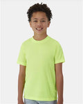 Hanes 484Y Youth Cool DRI Cotton Touch T-Shirt - Safety Green - model front