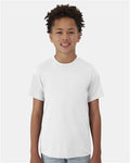 Hanes 484Y Youth Cool DRI Cotton Touch T-Shirt - White - model front