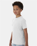 Hanes 484Y Youth Cool DRI Cotton Touch T-Shirt - White - model side