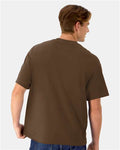 Hanes 5180R Unisex Beefy-T Retro Street T-Shirt - Army Brown - model back