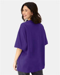 Hanes 5180R Unisex Beefy-T Retro Street T-Shirt - Athletic Purple - model back