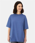 Hanes 5180R Unisex Beefy-T Retro Street T-Shirt - Denim Blue - model front