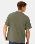 Hanes 5180R Unisex Beefy-T Retro Street T-Shirt - Fatigue Green - model back