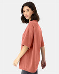 Hanes 5180R Unisex Beefy-T Retro Street T-Shirt - Picante Pink - model side