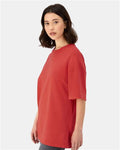 Hanes 5180R Unisex Beefy-T Retro Street T-Shirt - Poppy Red - model side