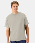 Hanes 5180R Unisex Beefy-T Retro Street T-Shirt - Sand - model front