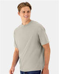 Hanes 5180R Unisex Beefy-T Retro Street T-Shirt - Sand - model side