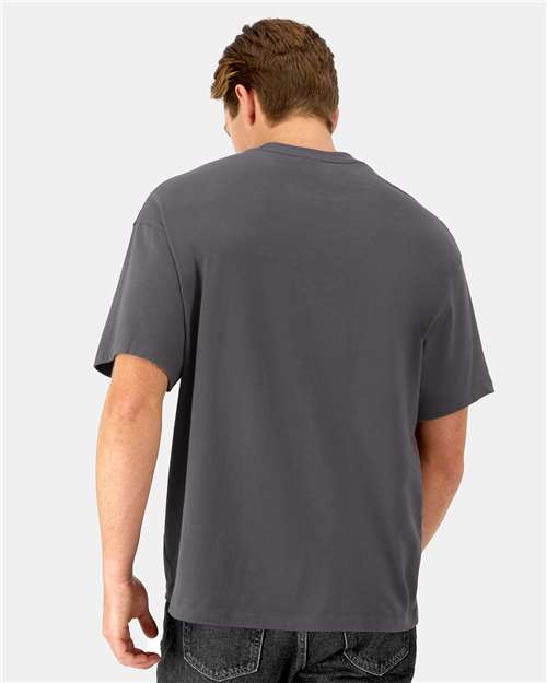 Hanes 5180R Unisex Beefy-T Retro Street T-Shirt - Smoke Grey - model back