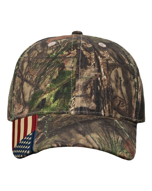 Kati LC350 Camo Woven USA Flag Cap - Xtra/ USA Flag - front