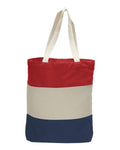Q-Tees Q125900 11L Tri-Color Tote - Navy/ Natural/ Red - front