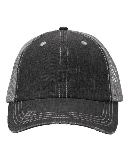 Valucap VC990 Contrast Stitch Cap - Black/ Grey - front