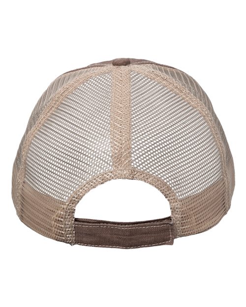 Valucap VC990 Contrast Stitch Cap - Brown/ Khaki - back