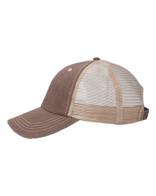 Valucap VC990 Contrast Stitch Cap - Brown/ Khaki - side
