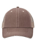 Valucap VC990 Contrast Stitch Cap - Brown/ Khaki - front