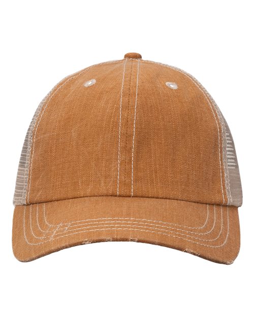 Valucap VC990 Contrast Stitch Cap - Golden Brown/ Khaki - front
