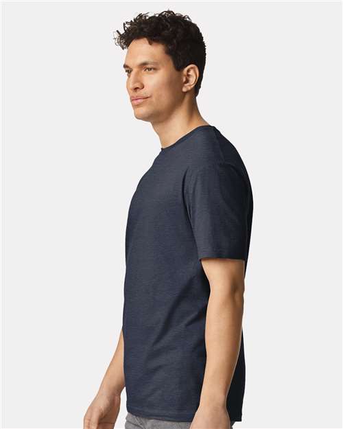 Gildan 3000 Heavyweight Cotton T-Shirt - Heather Navy - model side