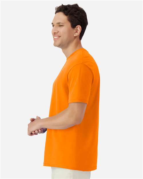 Gildan 3000 Heavyweight Cotton T-Shirt - Safety Orange - model side