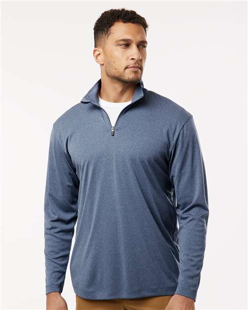 AllPro 41870 Men's Pro-Lock Performance Quarter-Zip Pullover - Heather Navy - model front