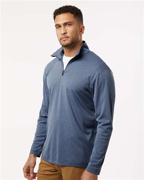 AllPro 41870 Men's Pro-Lock Performance Quarter-Zip Pullover - Heather Navy - model side