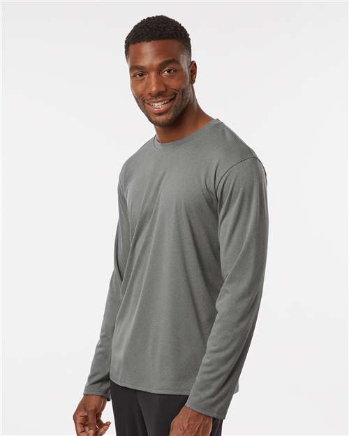 AllPro 48400 Unisex Pro-Lock Performance Long Sleeve T-Shirt - Heather Granite - model side