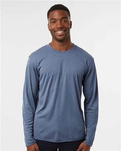 AllPro 48400 Unisex Pro-Lock Performance Long Sleeve T-Shirt - Heather Navy - model front