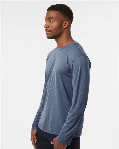 AllPro 48400 Unisex Pro-Lock Performance Long Sleeve T-Shirt - Heather Navy - model side