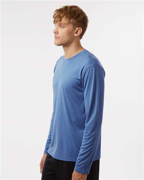 AllPro 48400 Unisex Pro-Lock Performance Long Sleeve T-Shirt - Heather Royal - model side