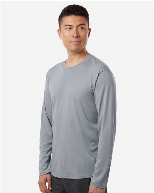 AllPro 48400 Unisex Pro-Lock Performance Long Sleeve T-Shirt - Heather Steel - model side