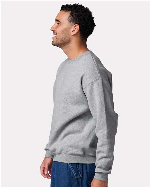 Jerzees C12MR Unisex Rugged Crewneck Sweatshirt - Athletic Heather - model side