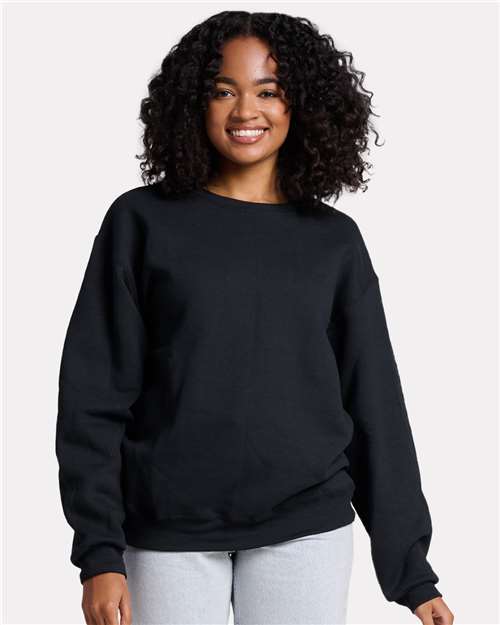 Jerzees C12MR Unisex Rugged Crewneck Sweatshirt - Black Ink - model front