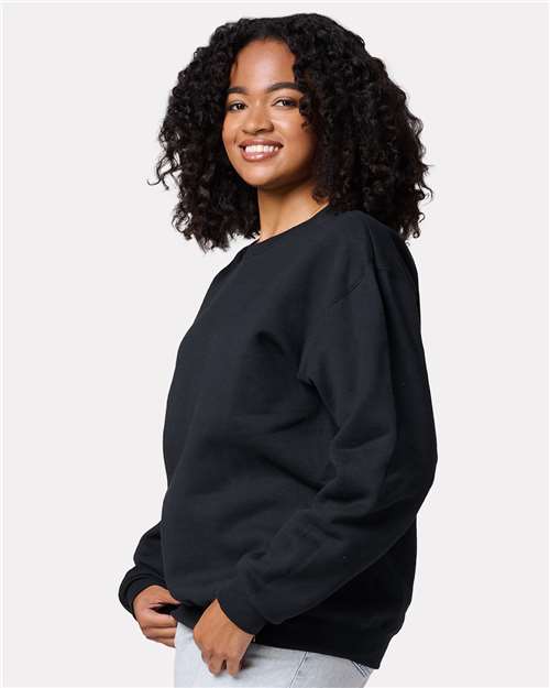 Jerzees C12MR Unisex Rugged Crewneck Sweatshirt - Black Ink - model side