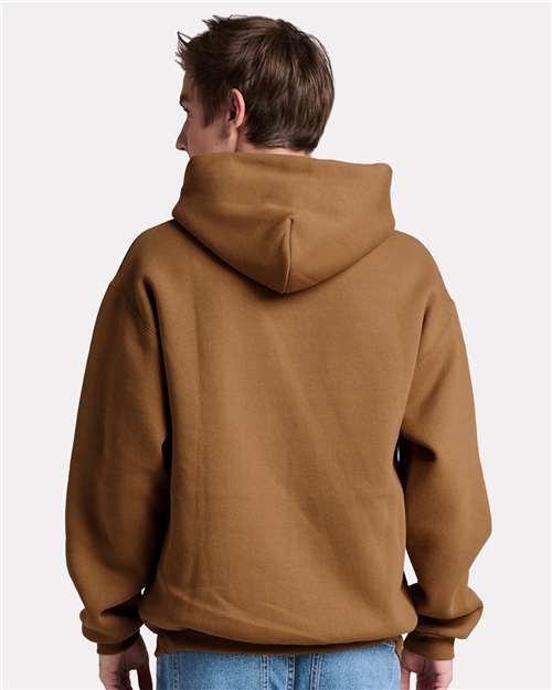 Jerzees H12MR Unisex Rugged Hooded Sweatshirt - Golden Pecan - model back