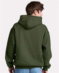 Jerzees H12MR Unisex Rugged Hooded Sweatshirt - Military Green - model back