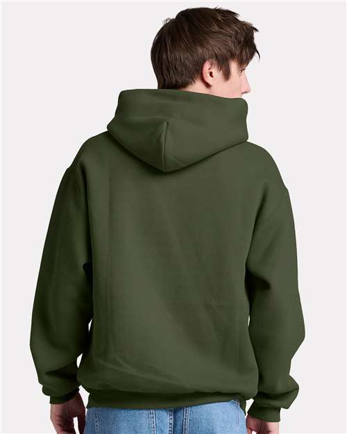 Jerzees H12MR Unisex Rugged Hooded Sweatshirt - Military Green - model back