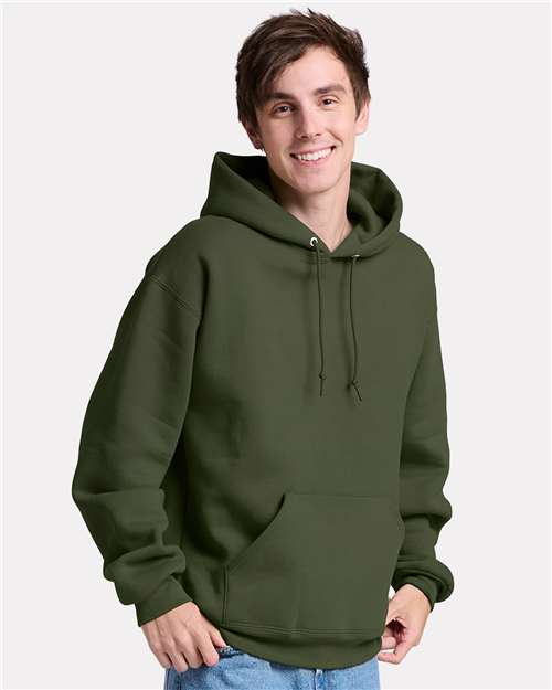 Jerzees H12MR Unisex Rugged Hooded Sweatshirt - Military Green - model front