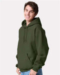 Jerzees H12MR Unisex Rugged Hooded Sweatshirt - Military Green - model side