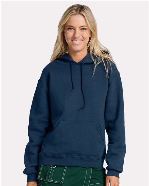 Jerzees H12MR Unisex Rugged Hooded Sweatshirt - Washed Navy - model front