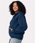 Jerzees Z12MR Unisex Rugged Full-Zip Hooded Sweatshirt - Washed Navy - model side