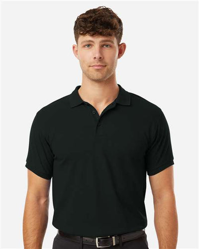AllPro 62800 Men's Pique Polo - Black - model front