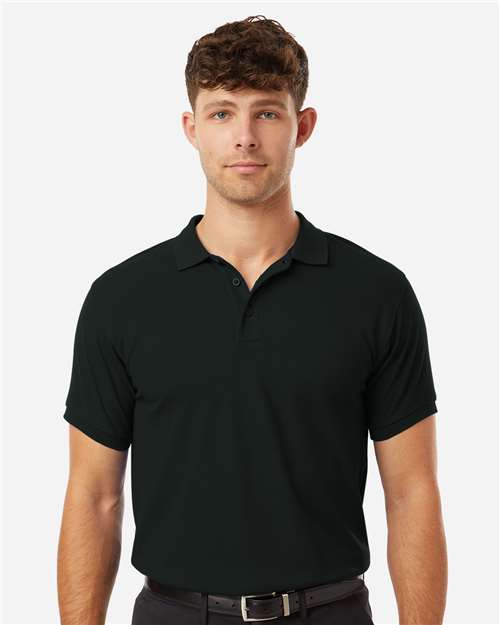 AllPro 62800 Men's Pique Polo - Black - model front