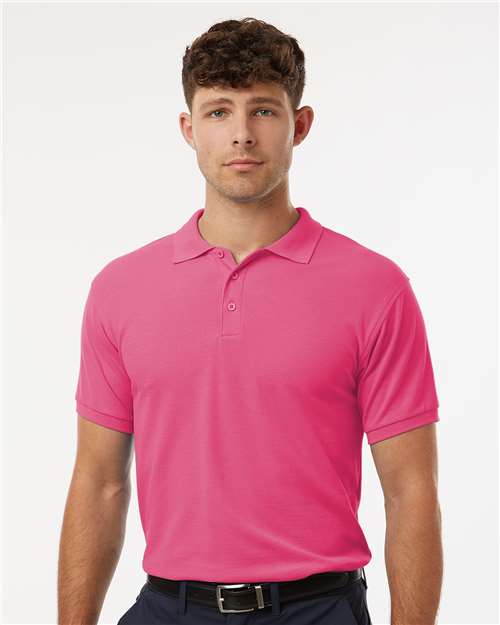 AllPro 62800 Men's Pique Polo - Bright Pink - model front