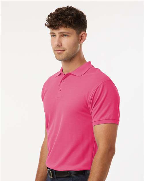 AllPro 62800 Men's Pique Polo - Bright Pink - model side