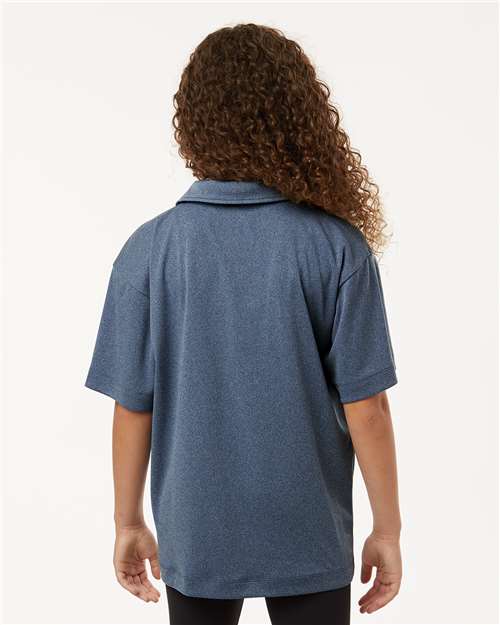 AllPro 41800Y Youth Pro-Lock Performance Polo - Heather Navy - model back