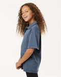 AllPro 41800Y Youth Pro-Lock Performance Polo - Heather Navy - model side