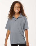 AllPro 41800Y Youth Pro-Lock Performance Polo - Heather Steel - model front