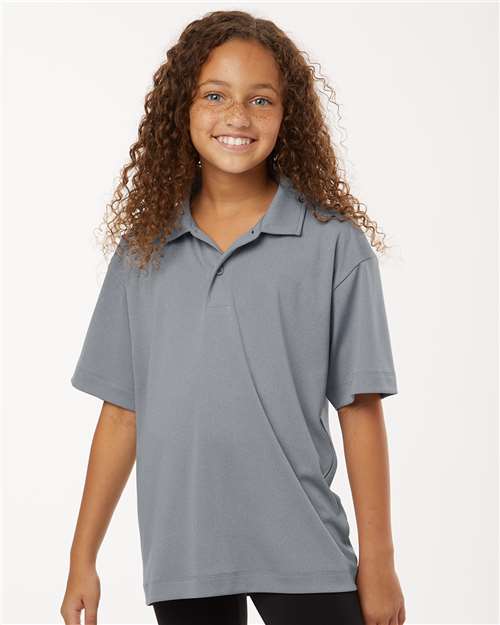 AllPro 41800Y Youth Pro-Lock Performance Polo - Heather Steel - model front