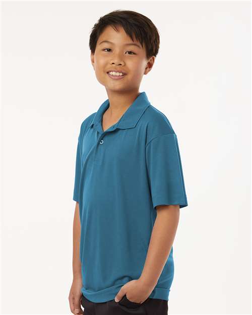 AllPro 41800Y Youth Pro-Lock Performance Polo - Pacific Blue - model side