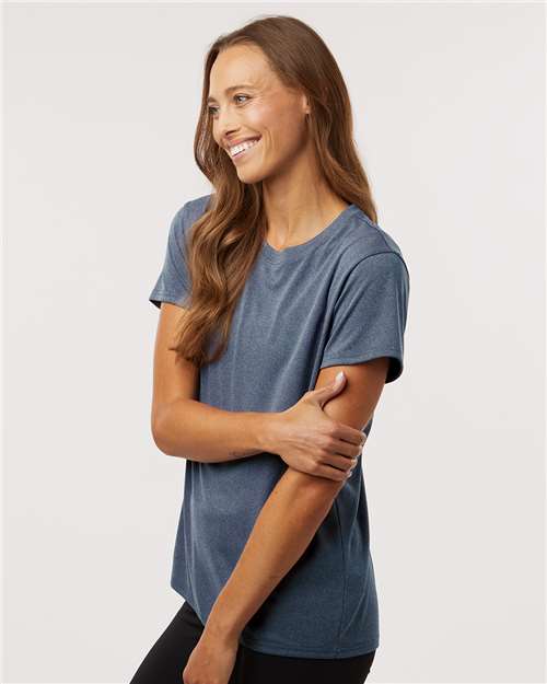 AllPro 48000L Women's Pro-Lock Performance T-Shirt - Heather Navy - model side