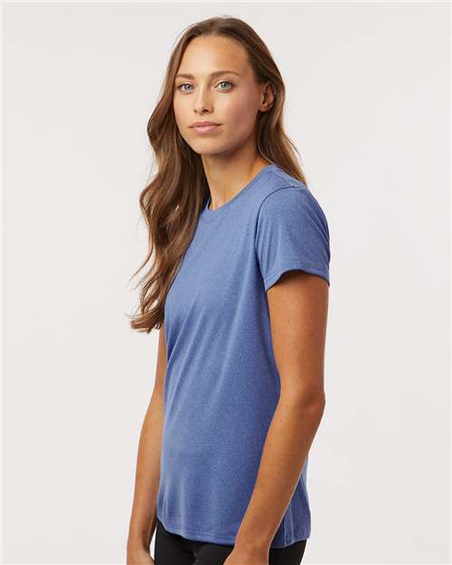 AllPro 48000L Women's Pro-Lock Performance T-Shirt - Heather Royal - model side
